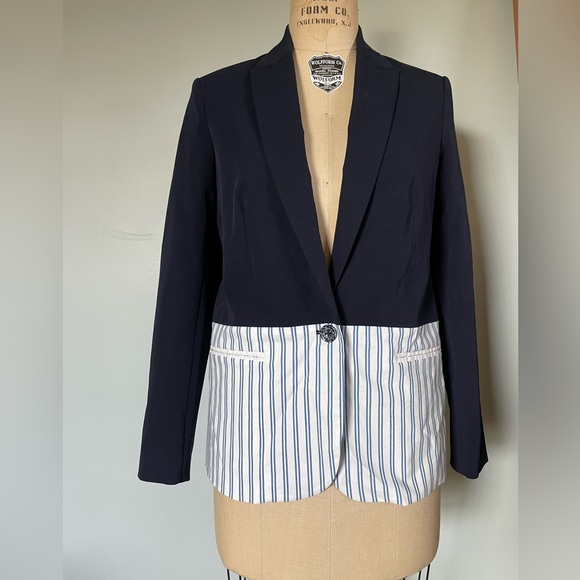 Tanya Taylor Darwin Striped & Navy Blazer Women's 2 - Picture 7 of 9